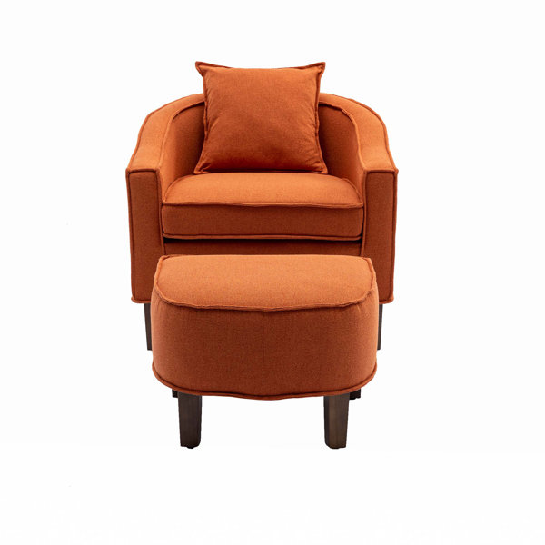 Winston Porter Roah Upholstered Barrel Chair with Ottoman Wayfair